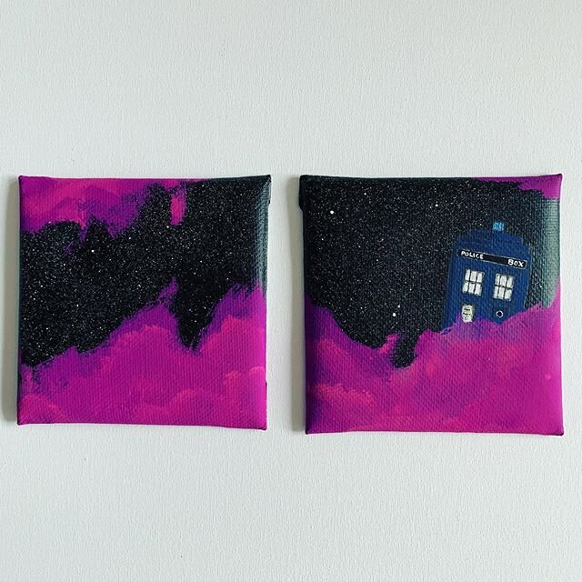 Through time, space and two canvases. #doctorwho #minicanvas #art #copicpens #docrafts #montanacans #tardis