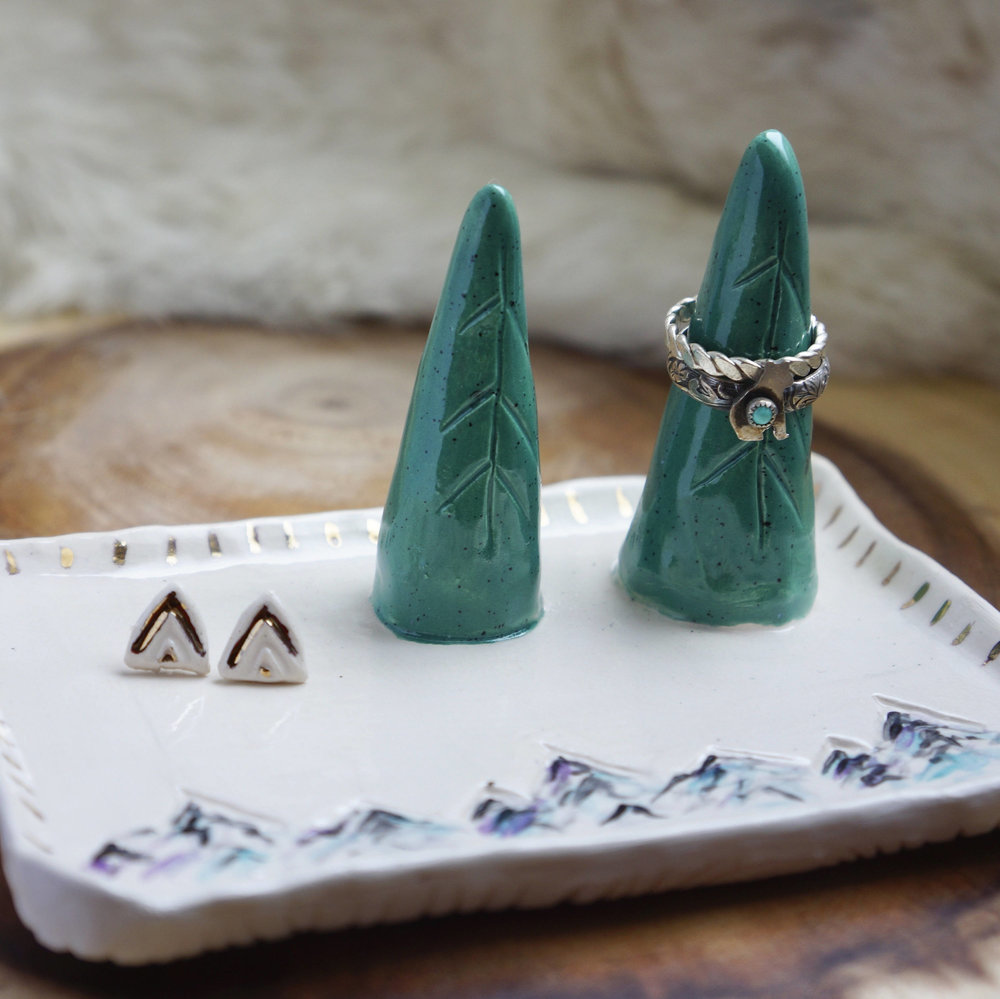 Boho Cactus ceramic Ring Cone dish, Ring Holder, Boho Jewelry