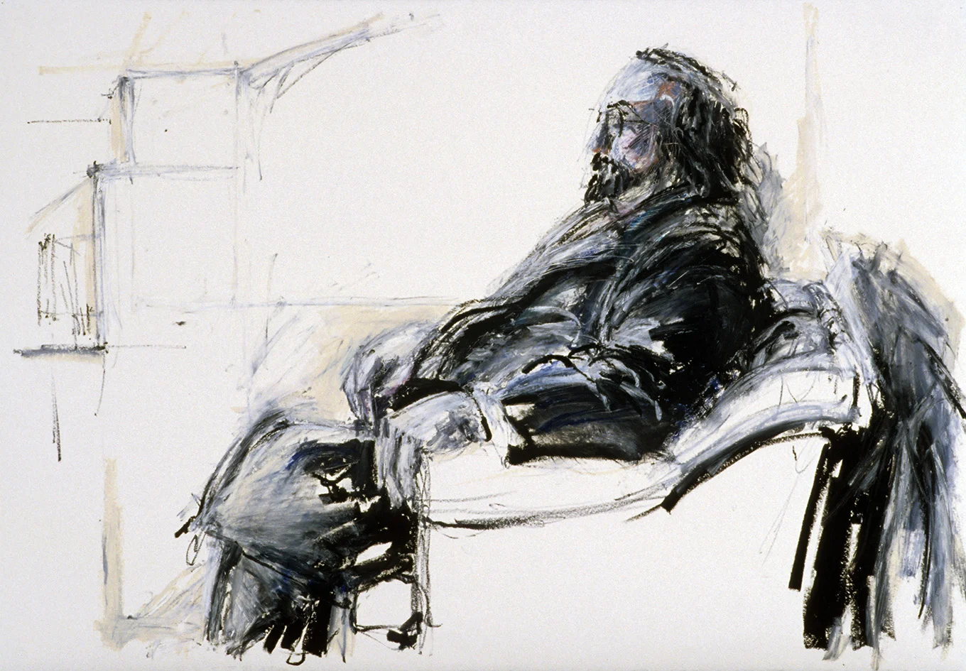Sherman, profile, in chair