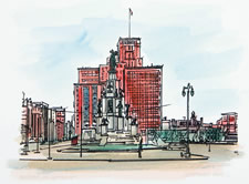 Hudson's with Soldiers' and Sailors' Monument