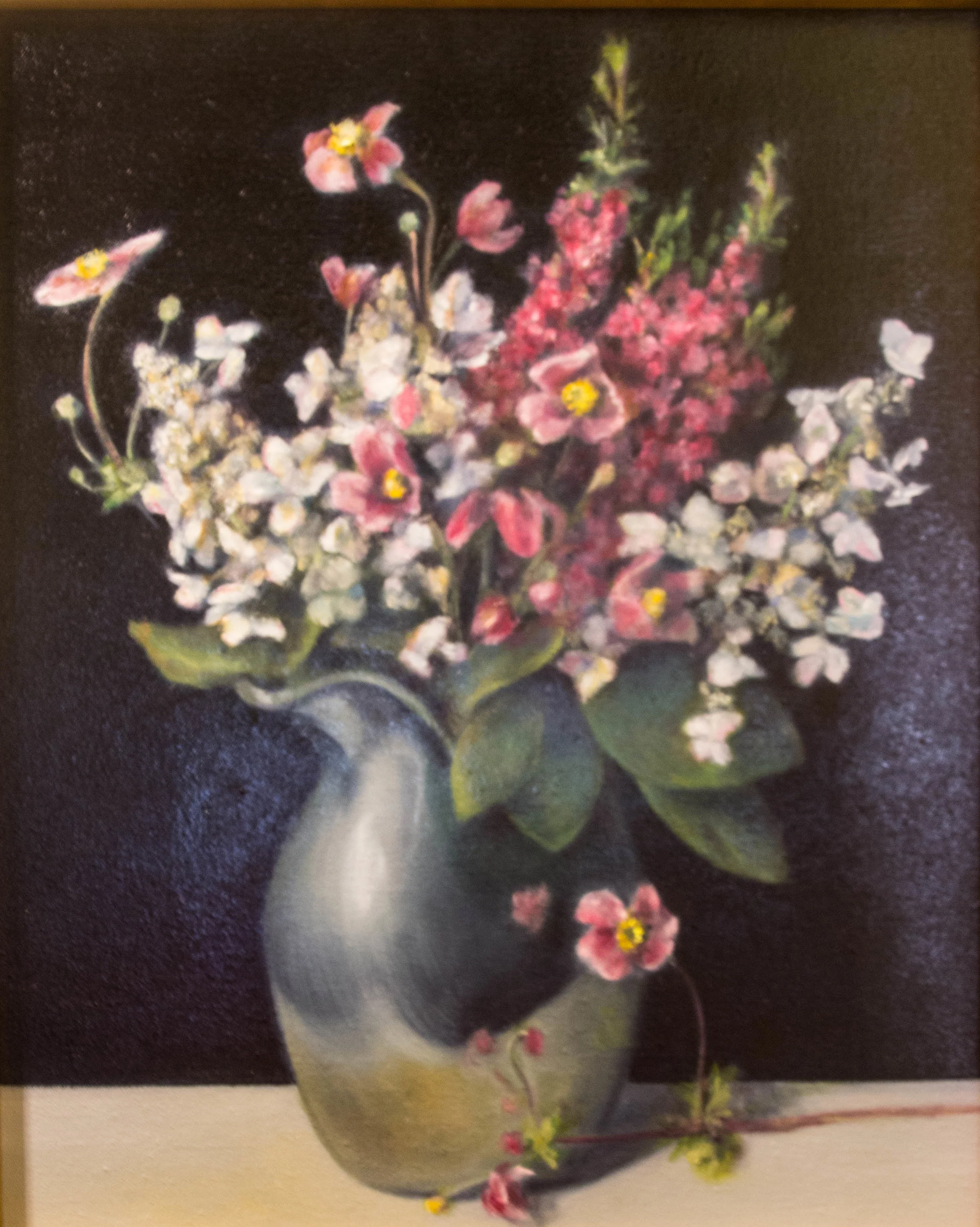 Jackie Rybinski, Flowers with Silver Pitcher; oil