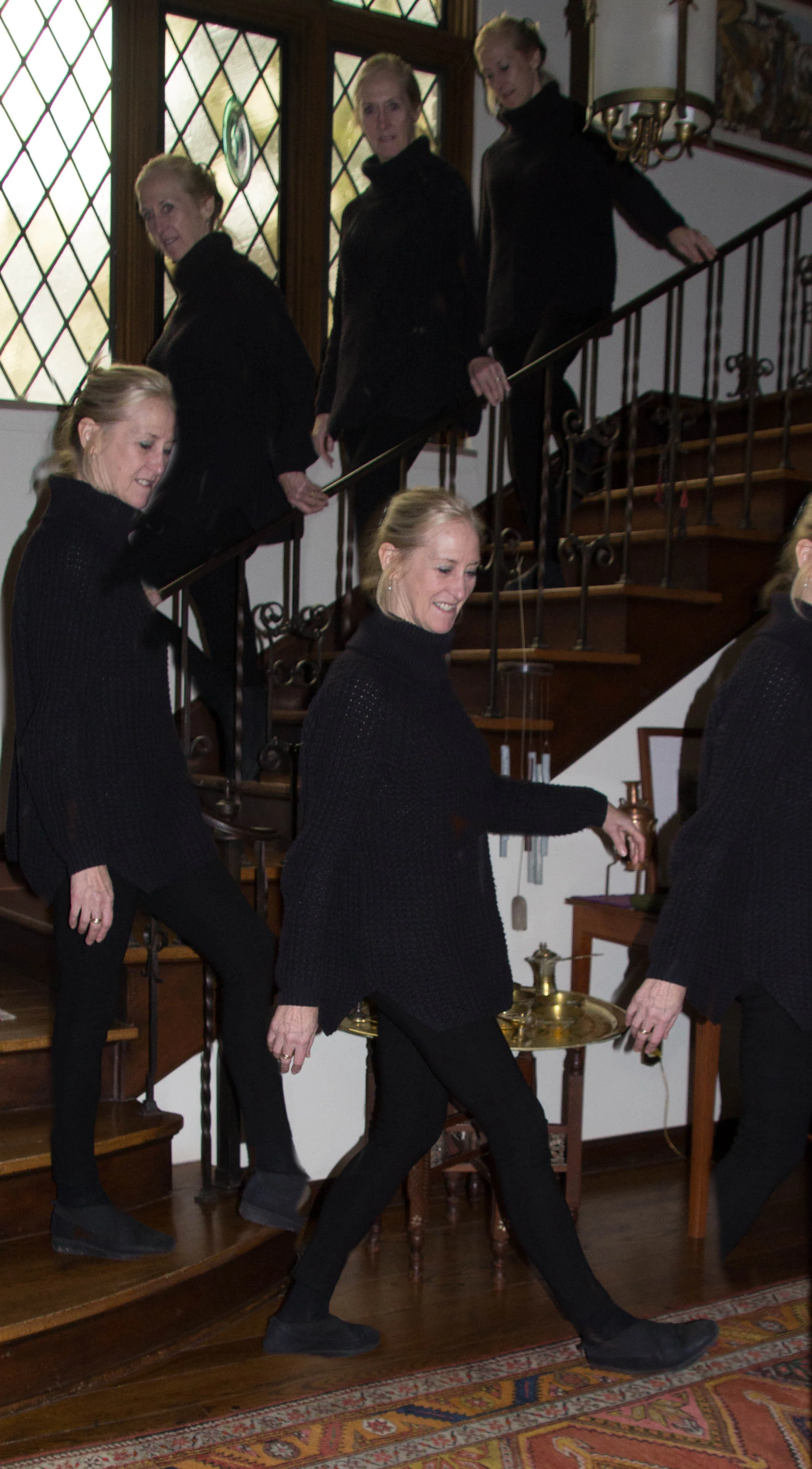 Clothed Woman Descending a Staircase, digital photography