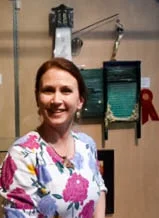 Persistence co-chair Erica Chappuis, with her award-winning sculpture