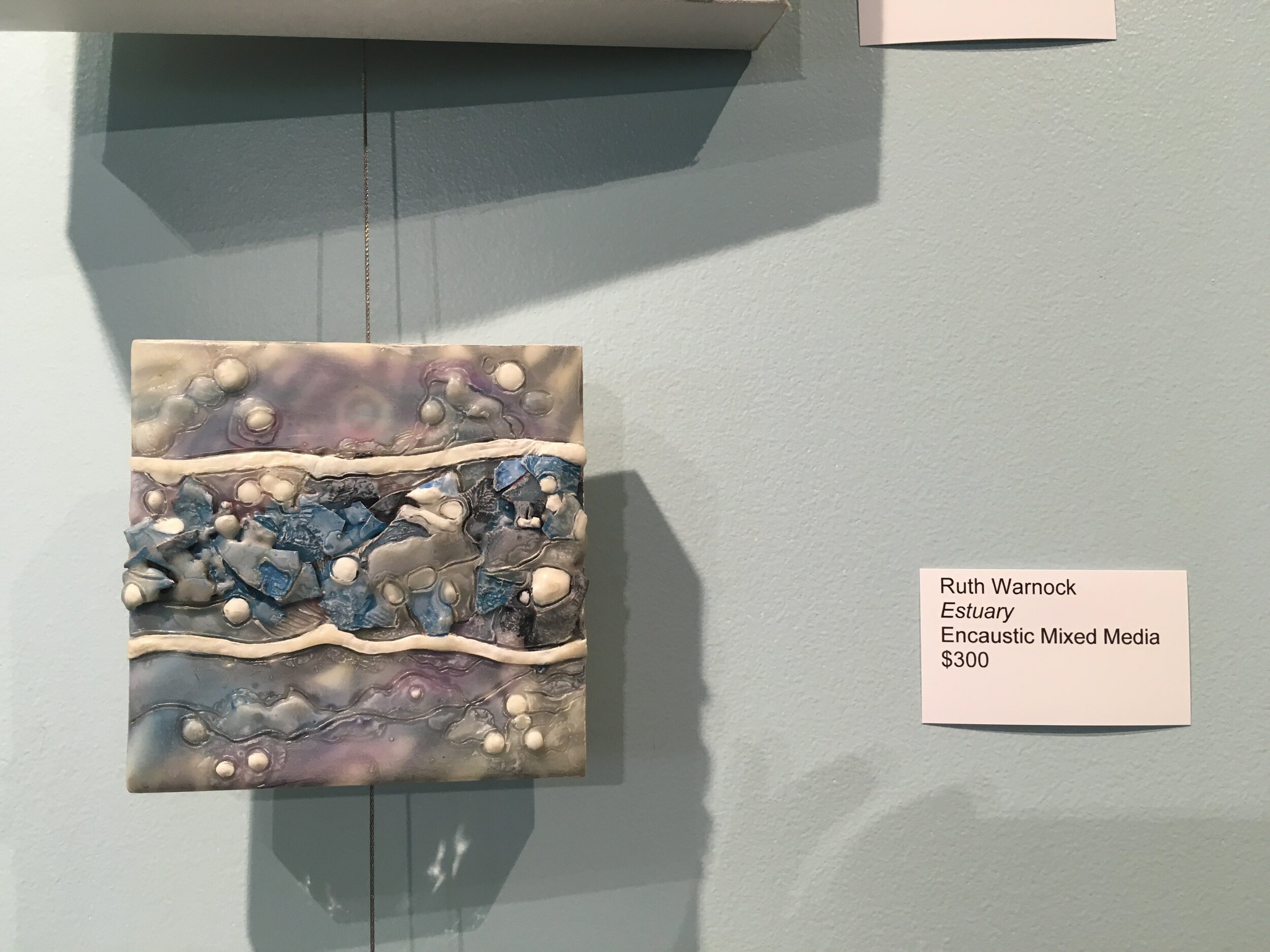 Ruth Warnock, Estuary (encaustic, mixed media)