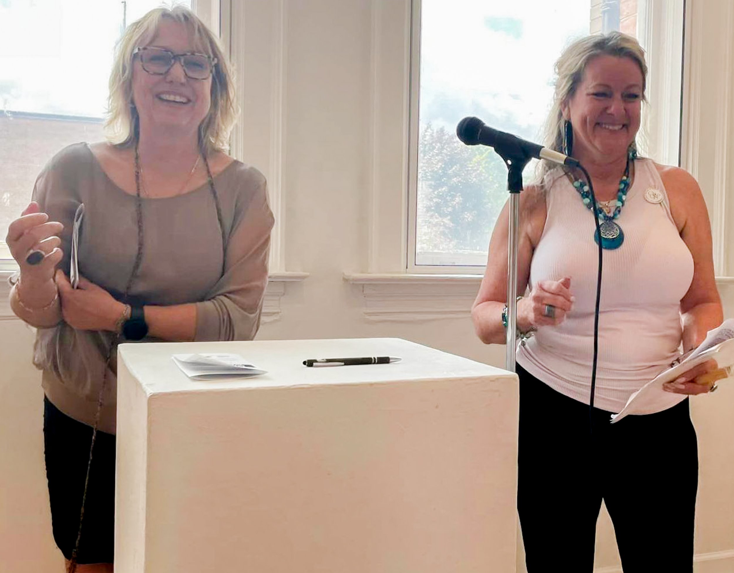 Exhibition co-chairs Alisa Stratton and Carole Carpenter. Photograph by Deborah Benedic