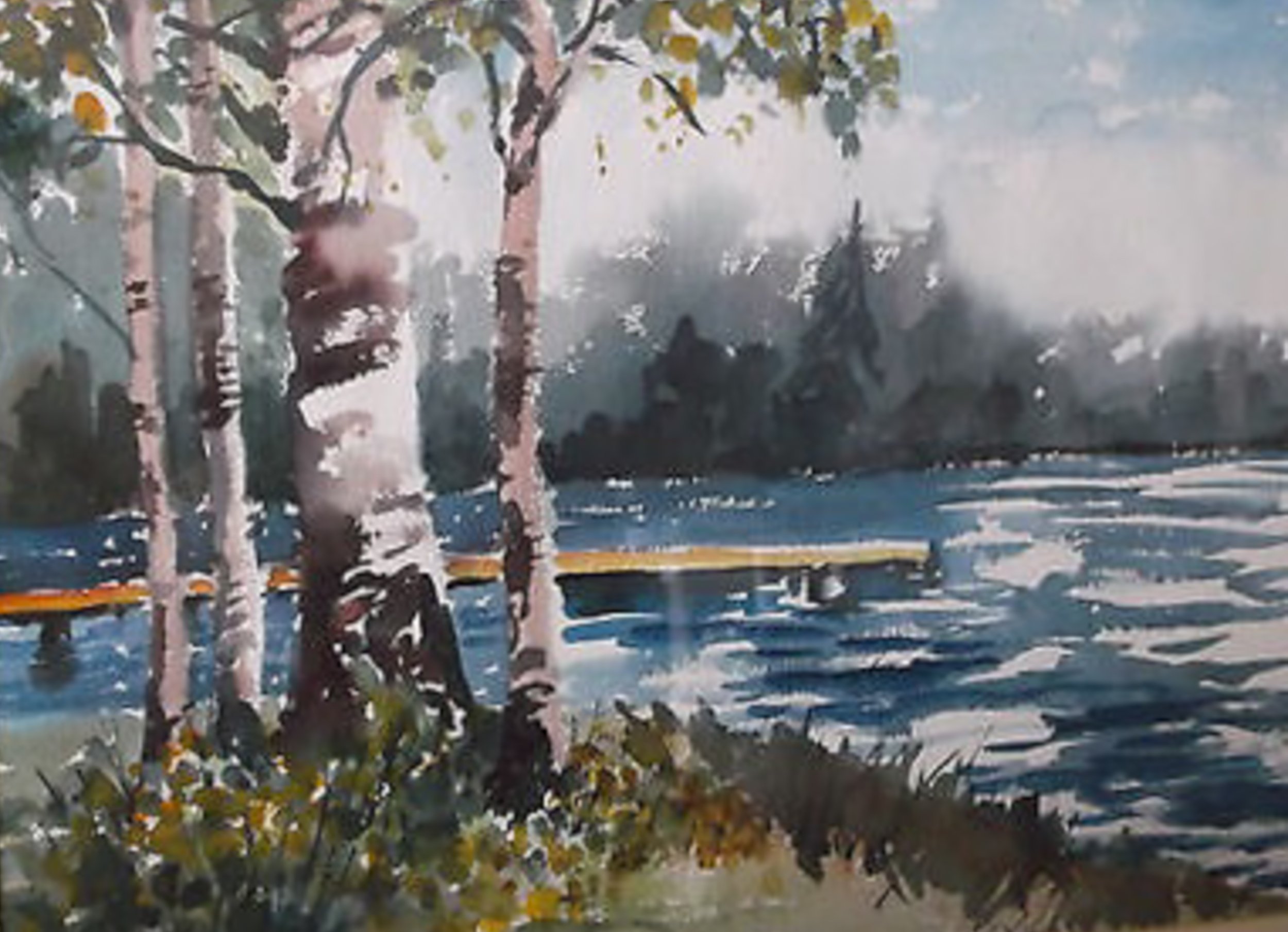 Bonita Gaines, Lake Birch Trees Sky