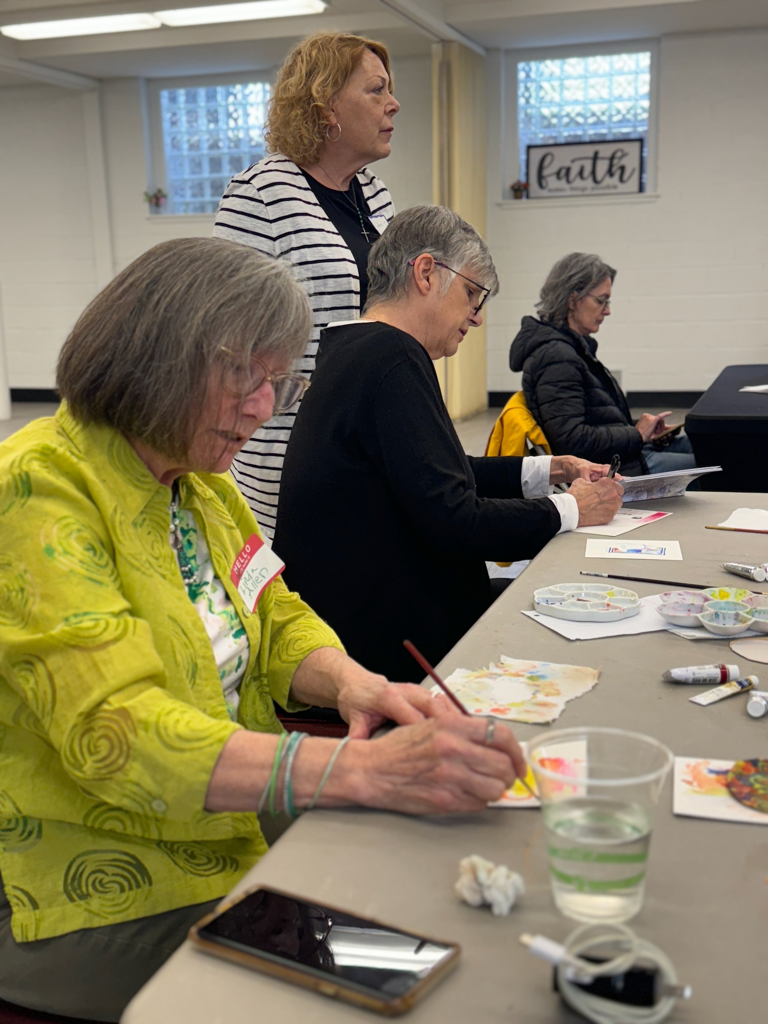 Meanwhile, at the back of the room, members tried out the triads (Linda Allen, Judy Zielke, Jackie Rybinski, Kim Santini)
