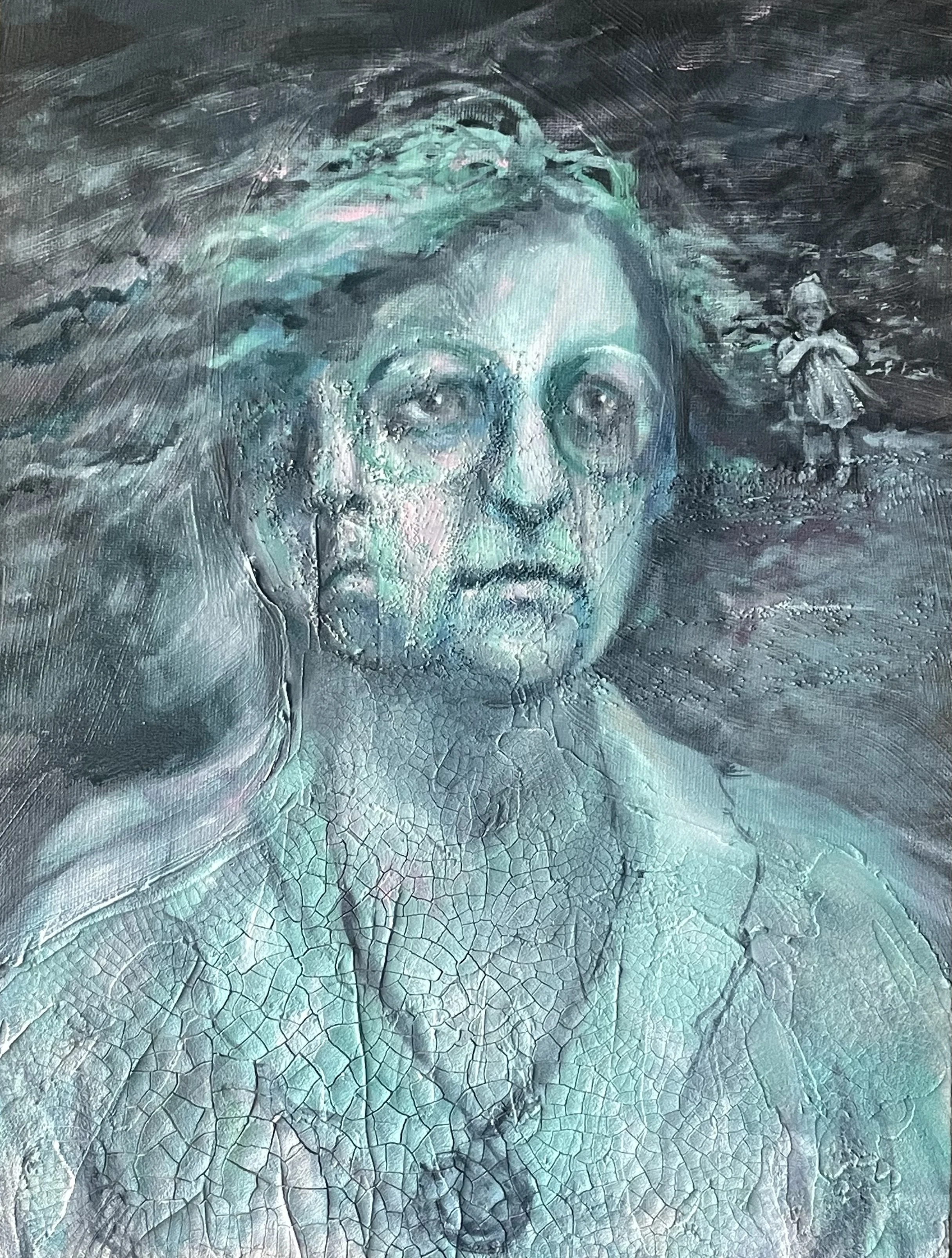 Margaret Reese, Steady On.... and On: oil, glass beads