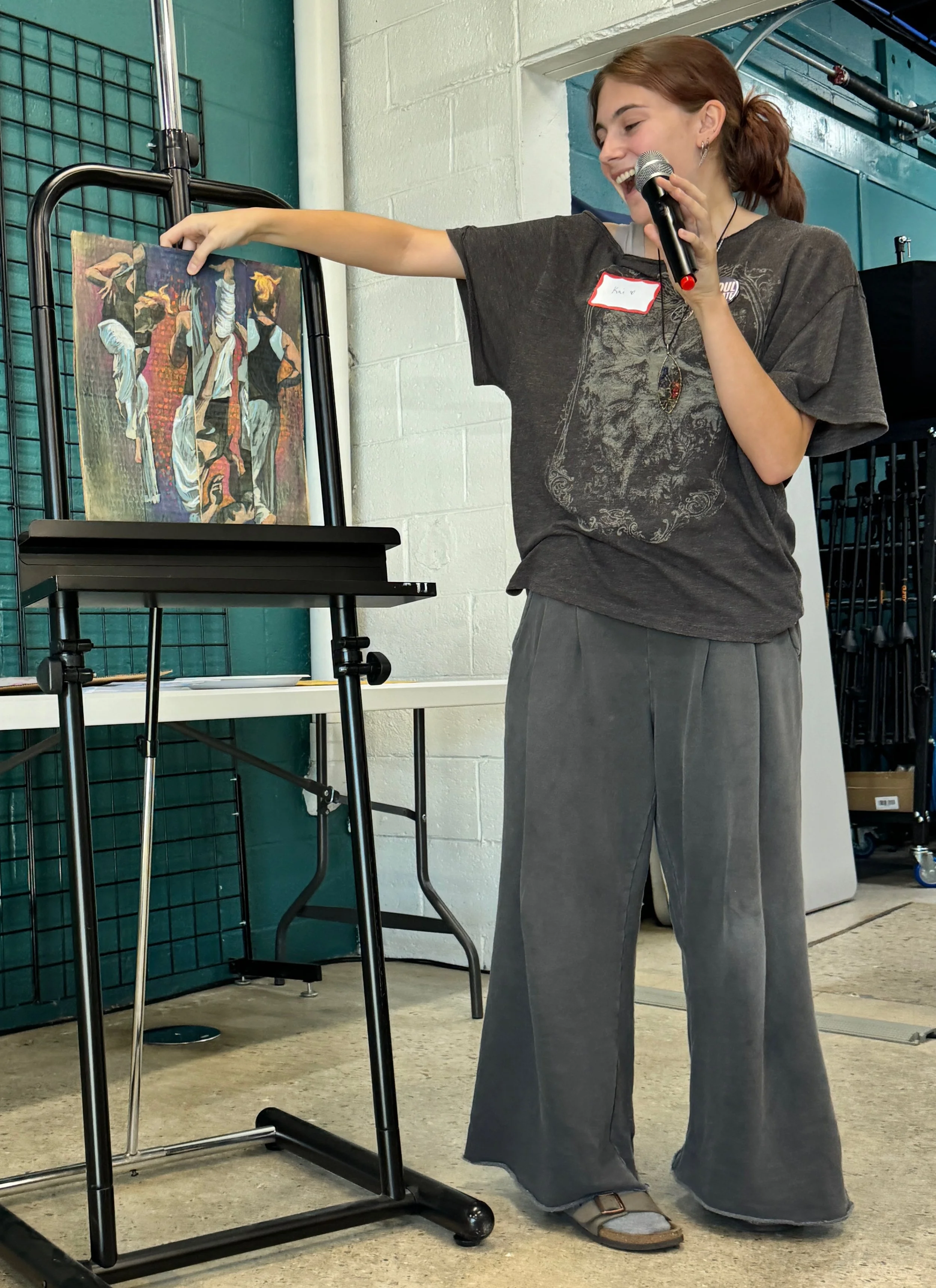  Kailee Hanson, newly graduated from CCS, is enjoying release from deadlines and from the need to perfect each piece she sarts. She’s been painting on cardboard and leaving it unframed, which she finds freeing. The work pictured consists of slices of