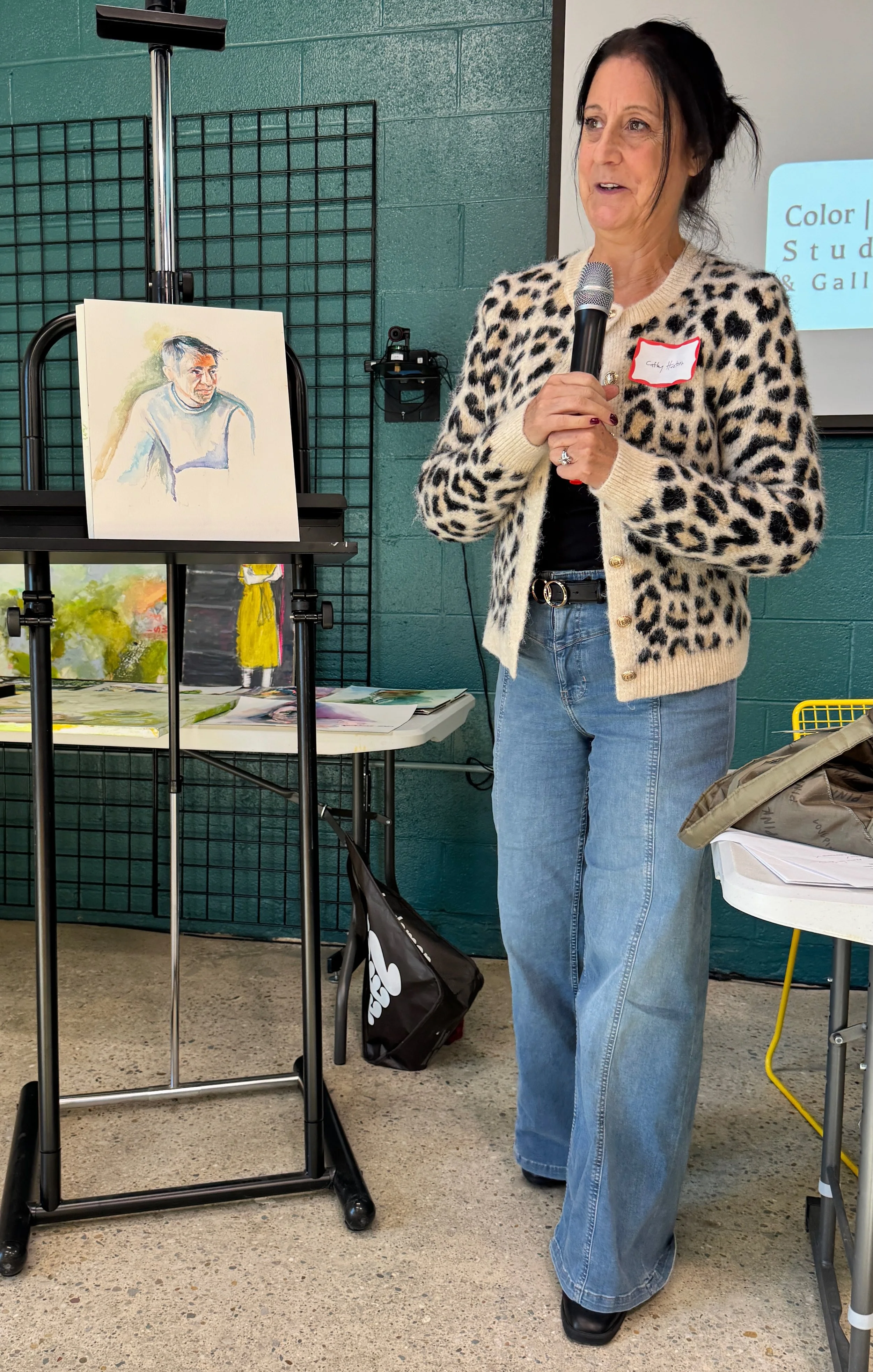  Cathy Huntoon has worked extensively in gouache, a medium not widely loved, but which her days as a  commercial artist have taught her to control. It is not a medium beloved of many artists, and extensive discussion followed about ways to manage the