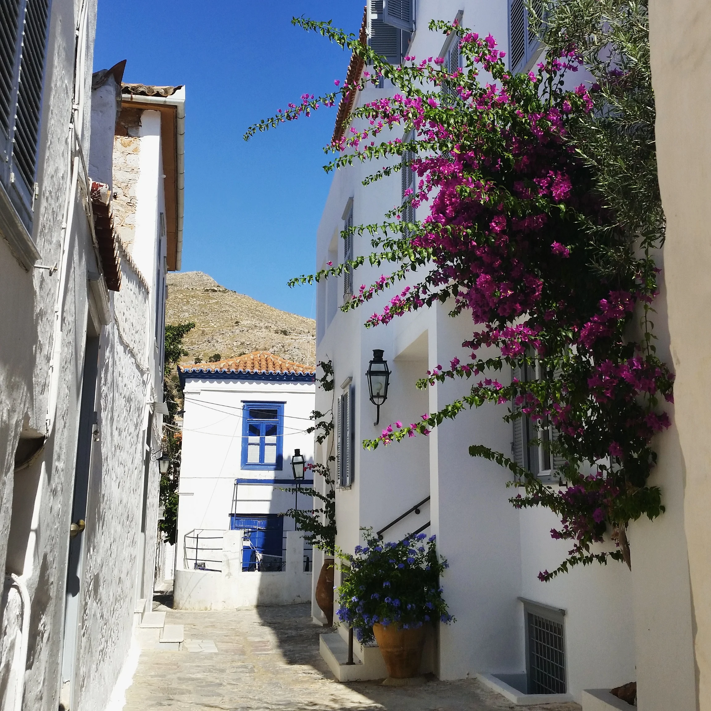 A back alley on the island of Hydra in Greece