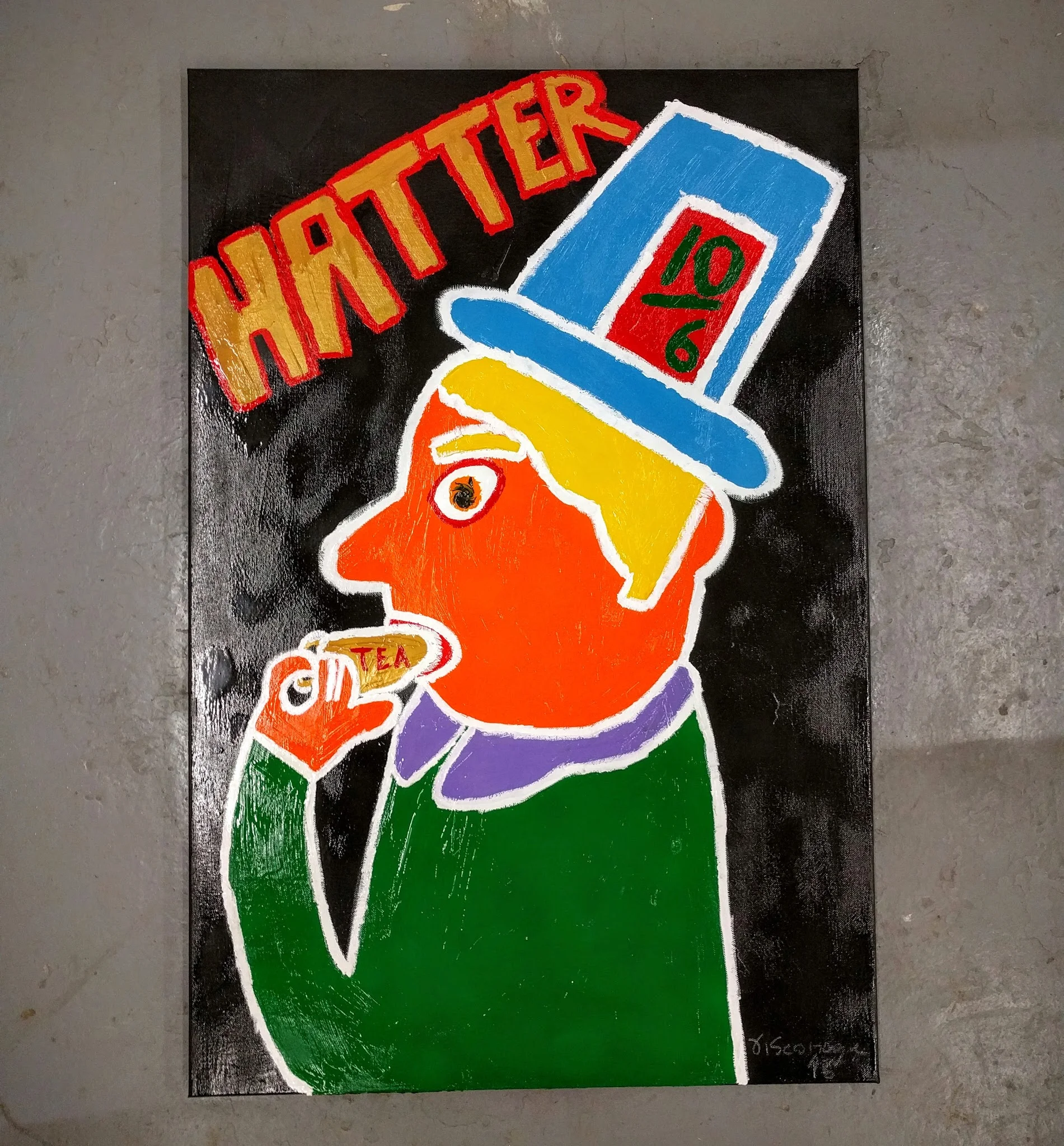 Hatter - acrylic and ink on 24x36 stretched canvas
