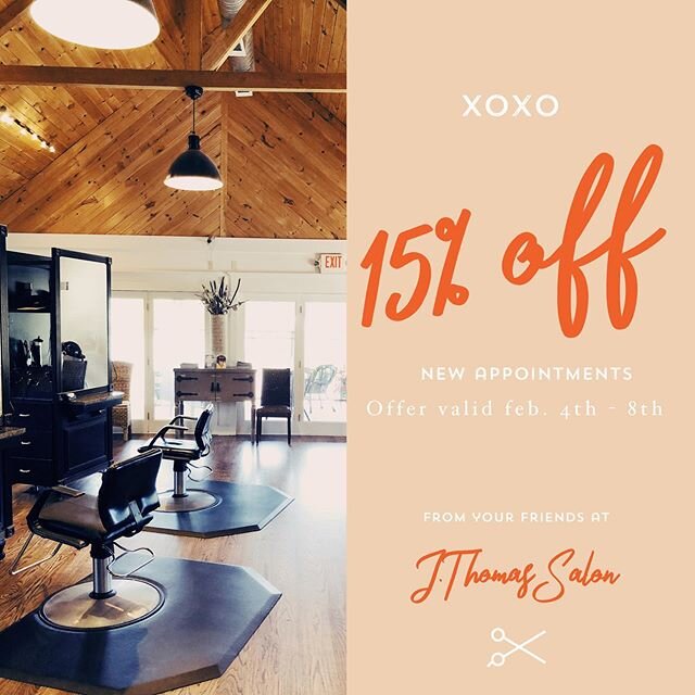 XOXO from us here at J. Thomas 💋 This week we are offering 15% off all new appointments. Deal last until Saturday and must mention this post at checkout to get the discount! #jthomassalon #dawsonvillega #dawsonville #dahlonega Book online now throug