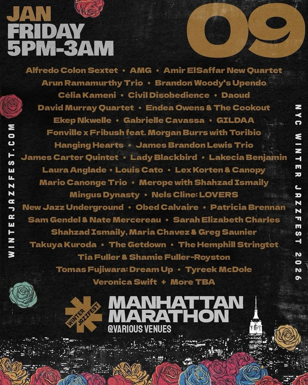 🎉📣 Big news, NYC jazz lovers! The full schedule for the Winter Jazzfest Marathon Nights across Manhattan and Brooklyn has officially dropped — and it’s stacked. Mark your calendars, because this is two nights of non-stop sonic explorati