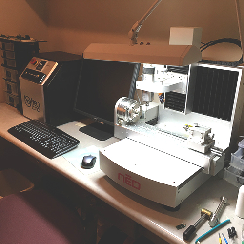 I then create a toolpath for the model. The toolpath goes in the computer that drives the CNC machine.
