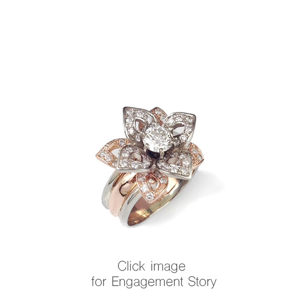 Rose Gold Lotus Diamond Engagement Ring