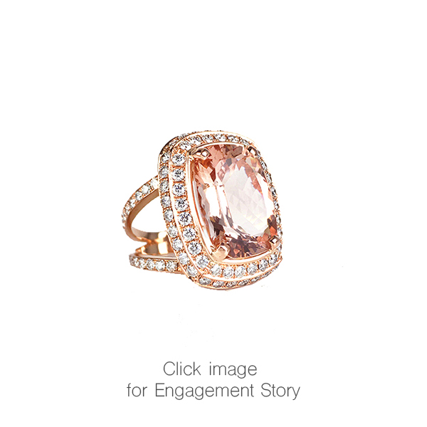 Morganite Diamond Double Halo Engagement Ring