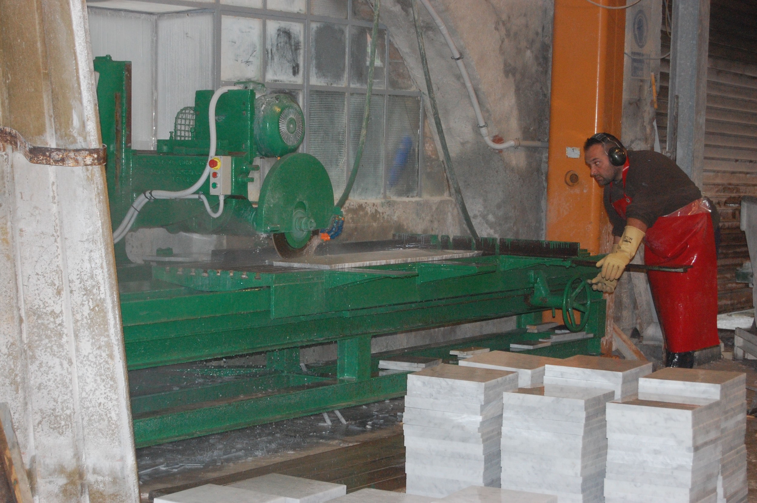 Slabs being cut into tiles