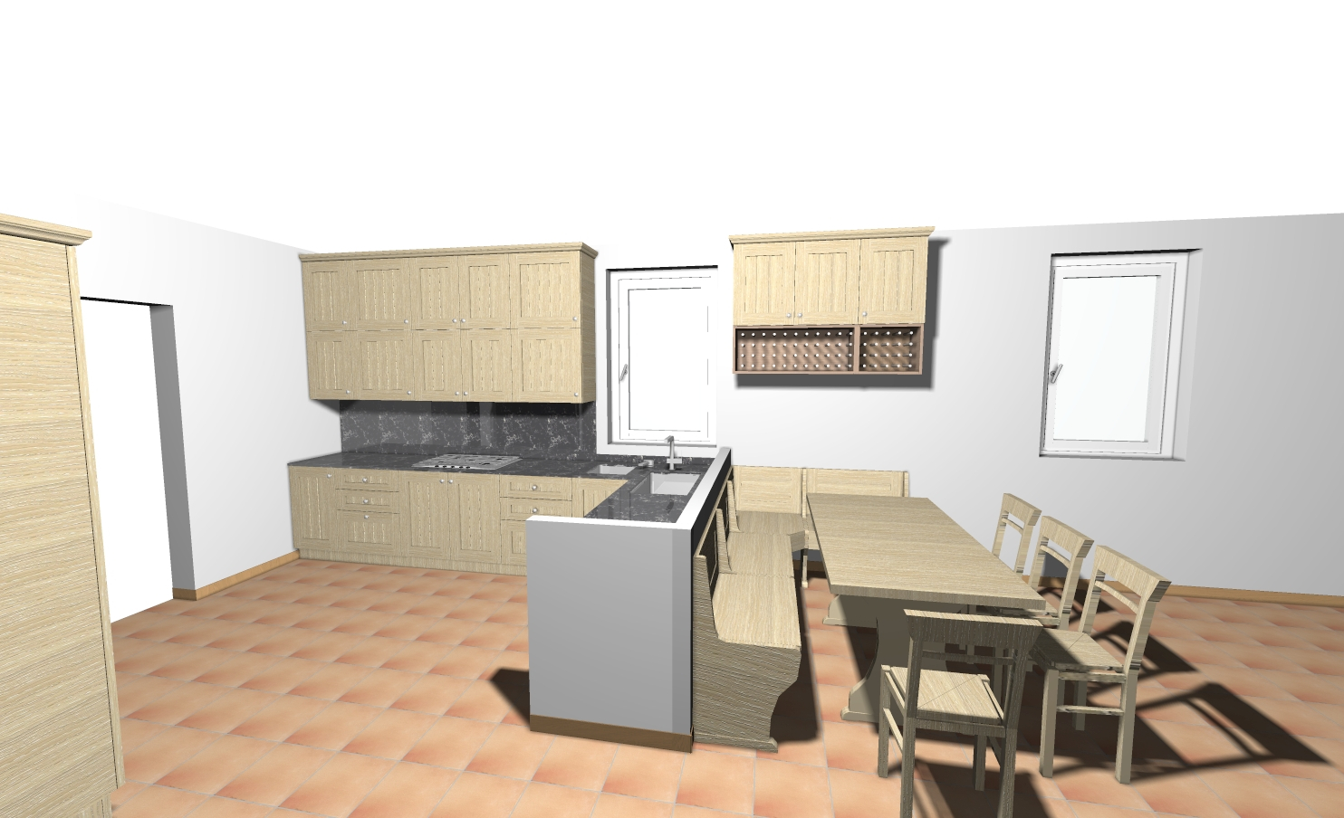 This is a rough rendering of the kitchen