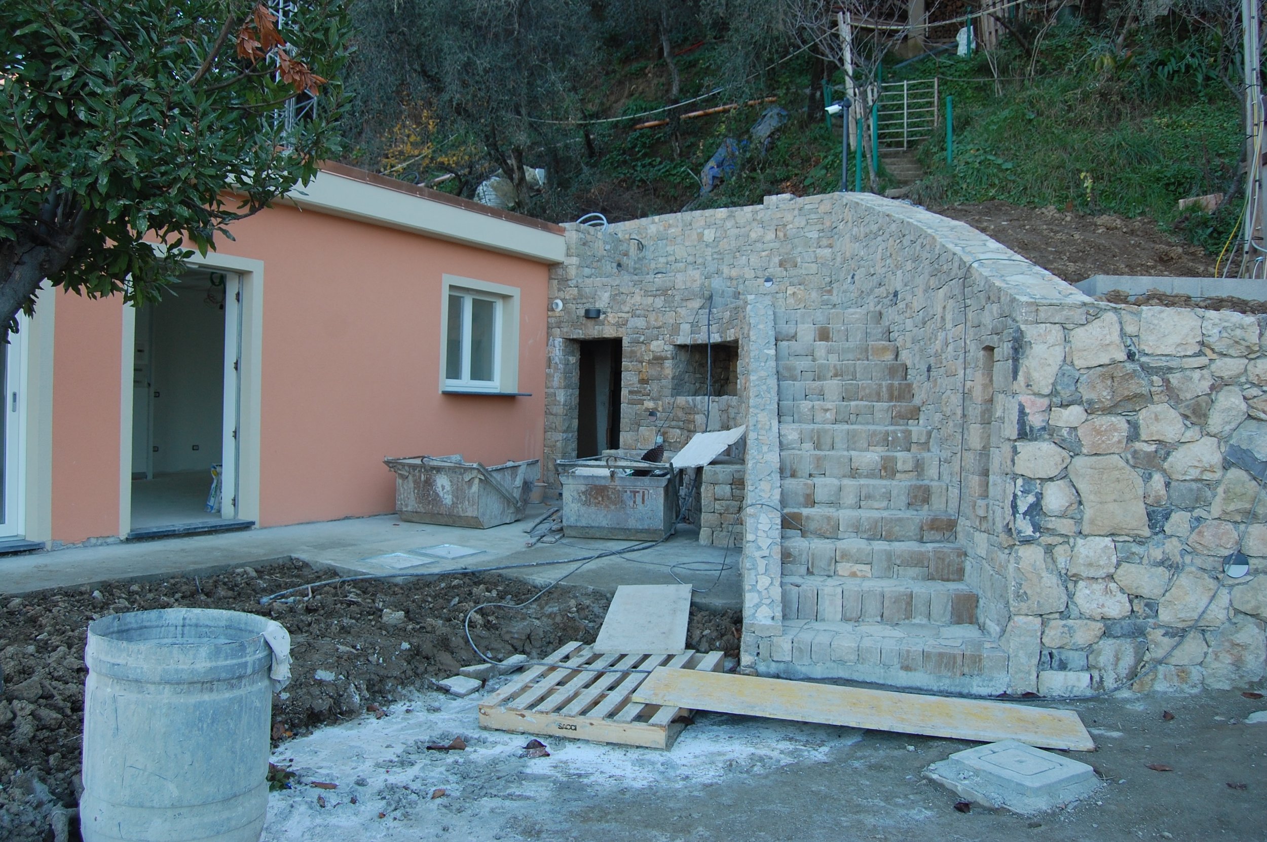 Nearly completed walkway and stairs.