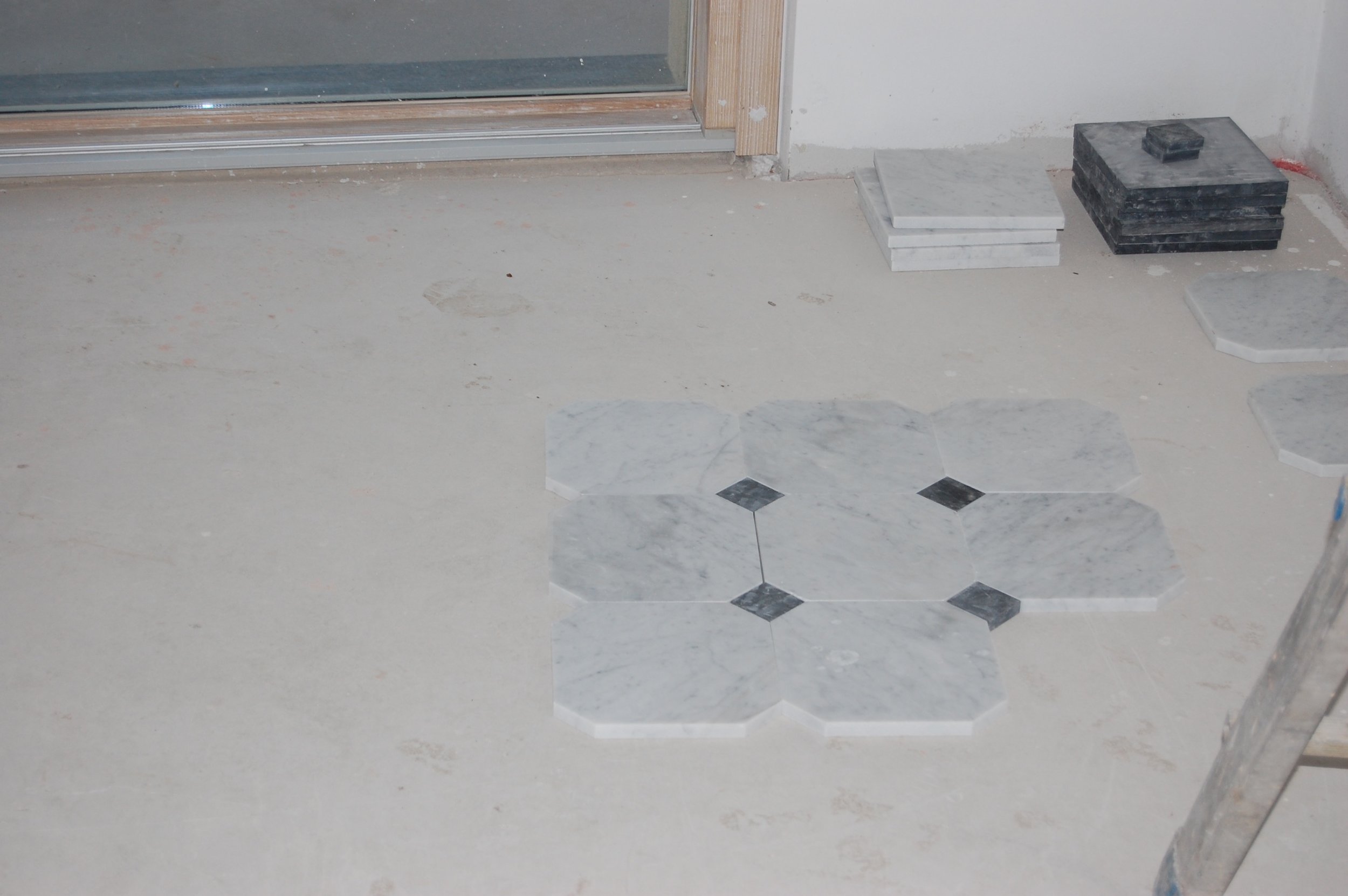 This marble design will be used in the dining/living room.