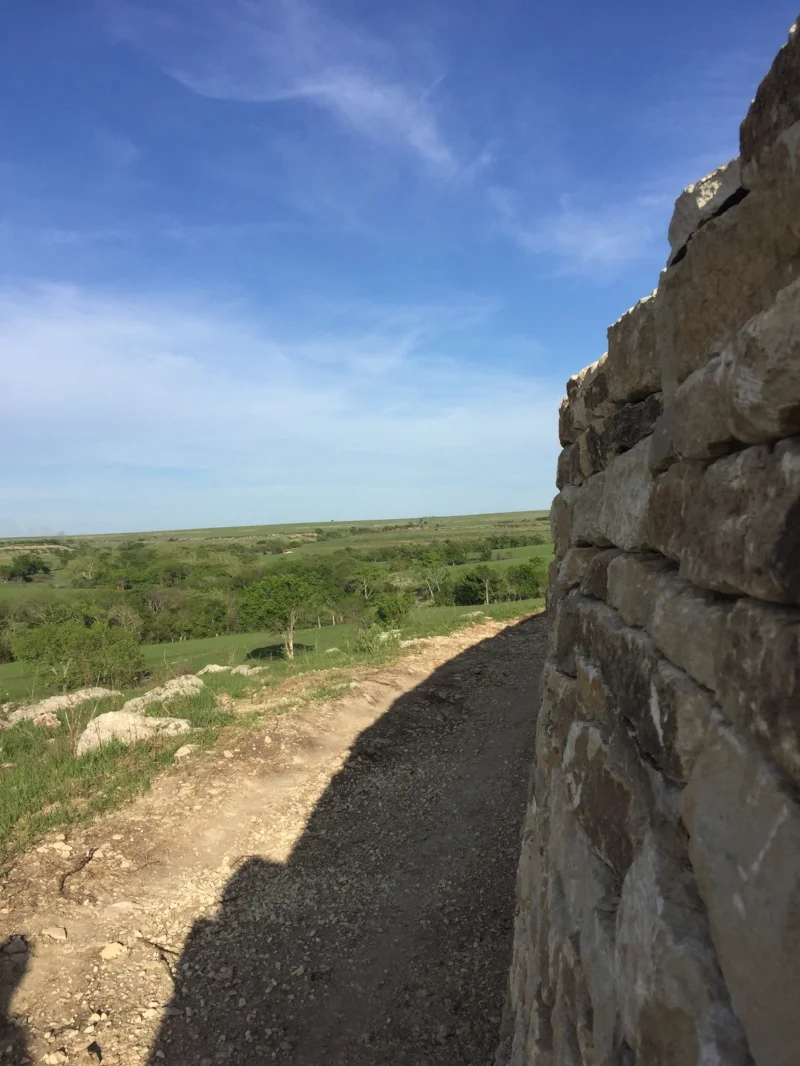part of the dry stack stone wall constructed by design+make students and luke Koch at the newly completed preston outdoor education station.