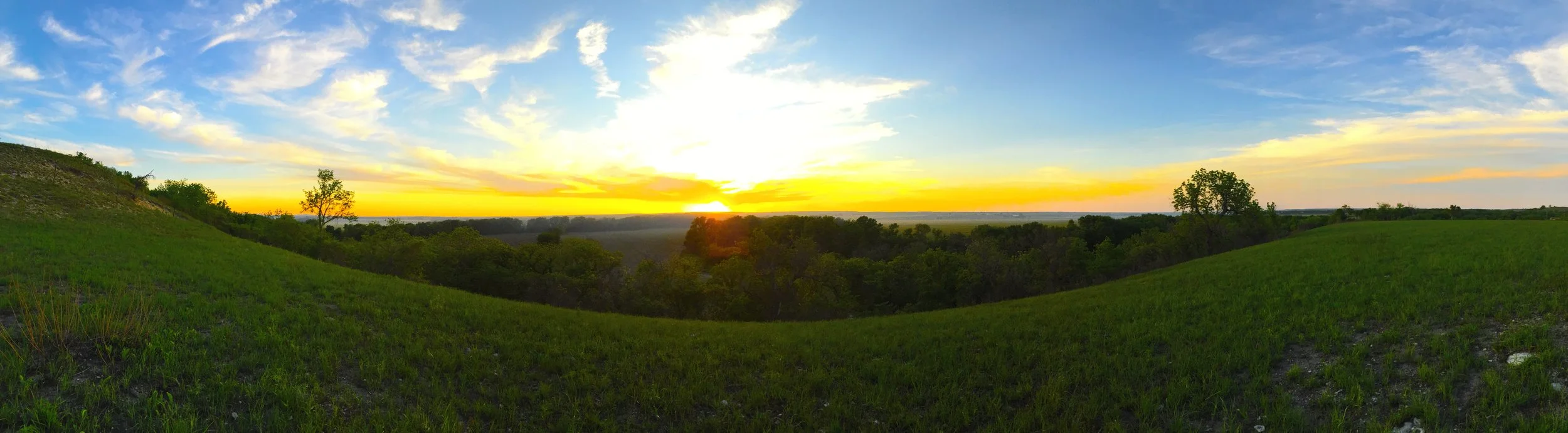 The west-facing view from Coyote Triangle offers an awesome view of the Cottonwood River valley at sunset.