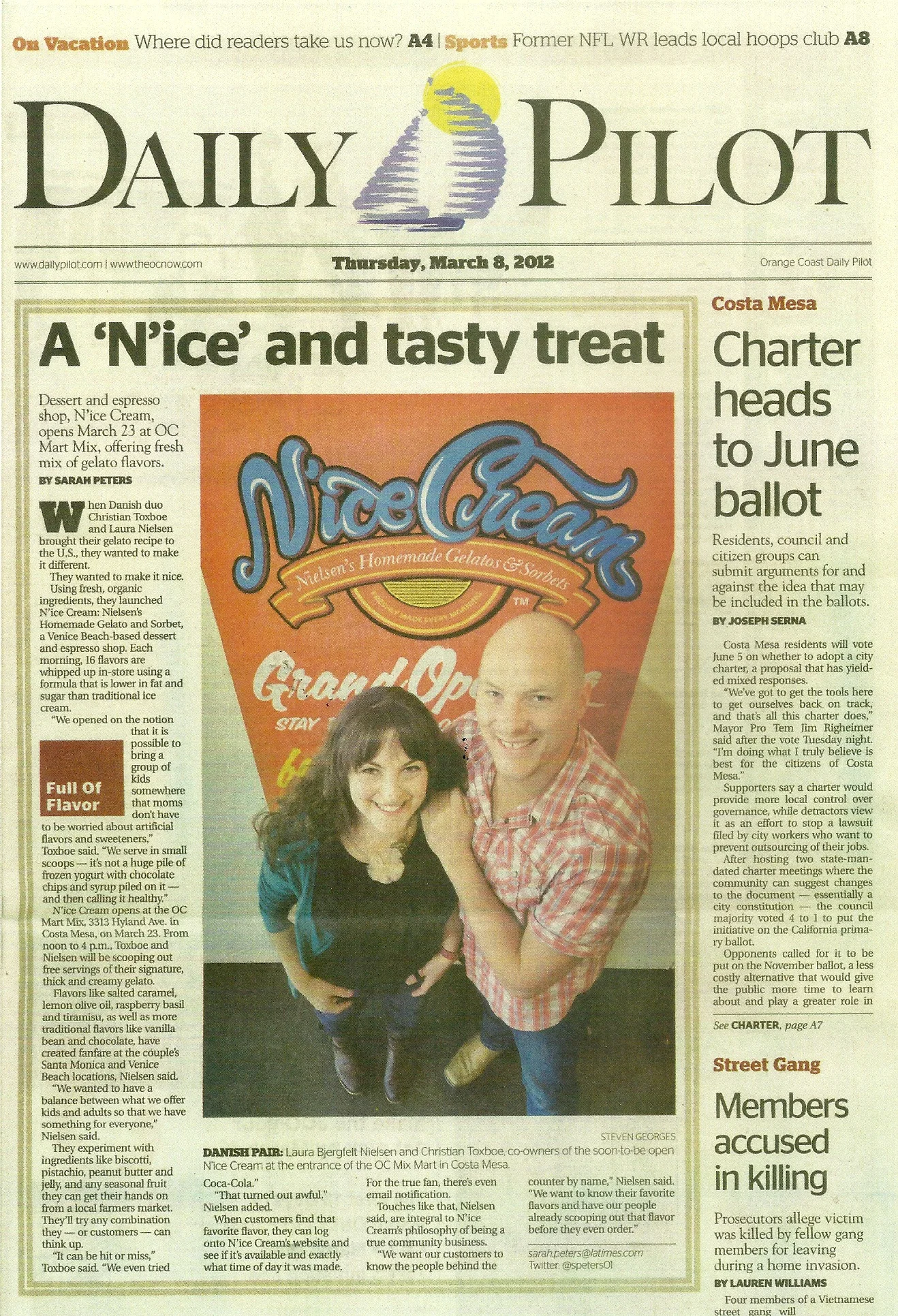 N'Ice Cream in The OC Mart Mix Featured on The Cover of the Daily Pilot