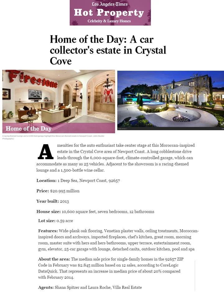 Villa Real Estate on LA Times.com