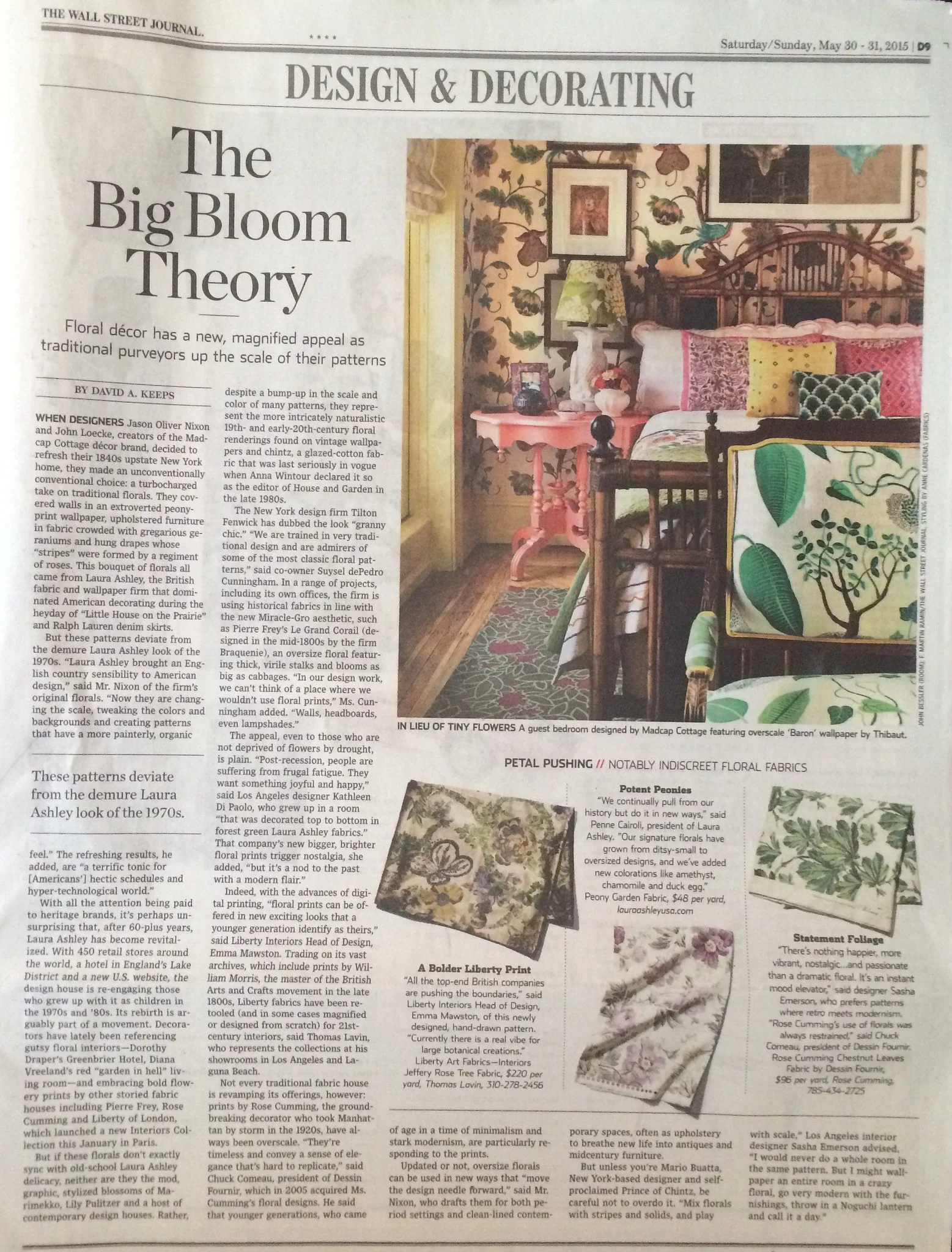 Laura Ashley featured on Design & Decorating section of Wall Street Journal