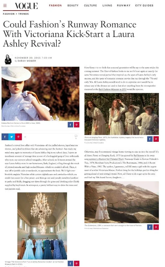 Laura Ashley featured on Vogue.com