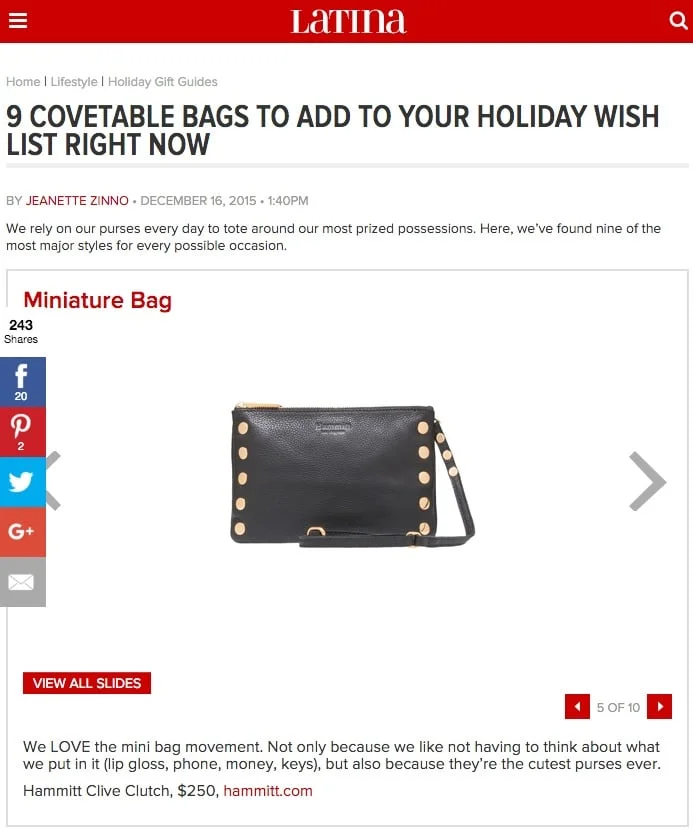 Hammitt Clive Clutch feature on Latina.com