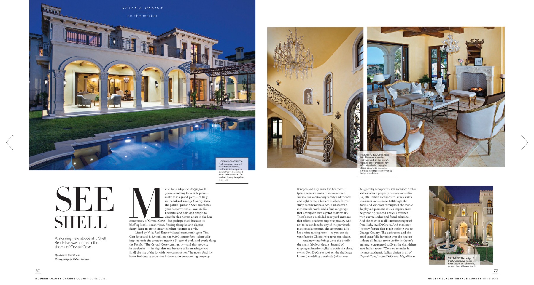 Villa Real Estate featured in Modern Luxury magazine