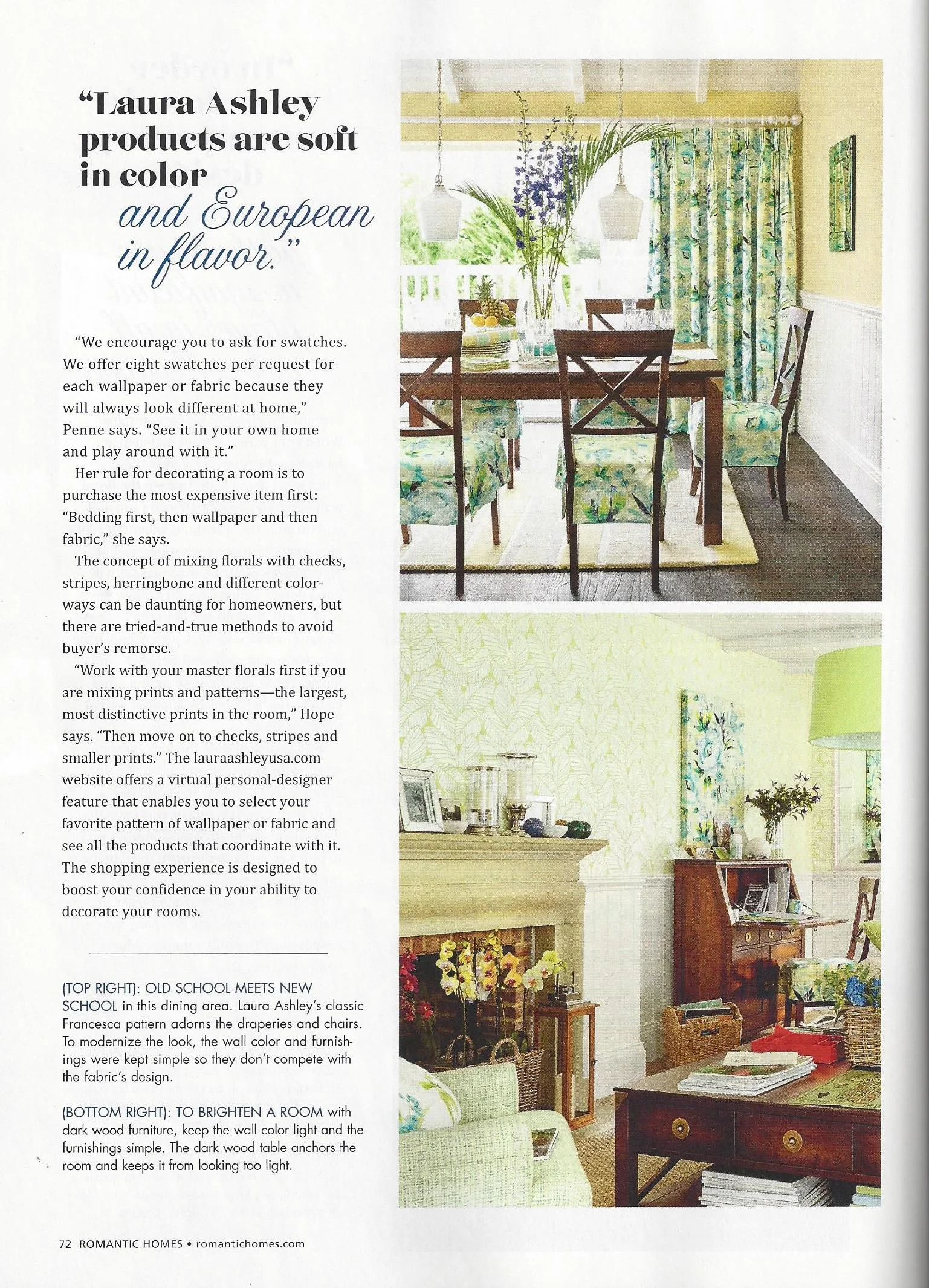 Laura Ashley featured in Romantic Homes Magazine