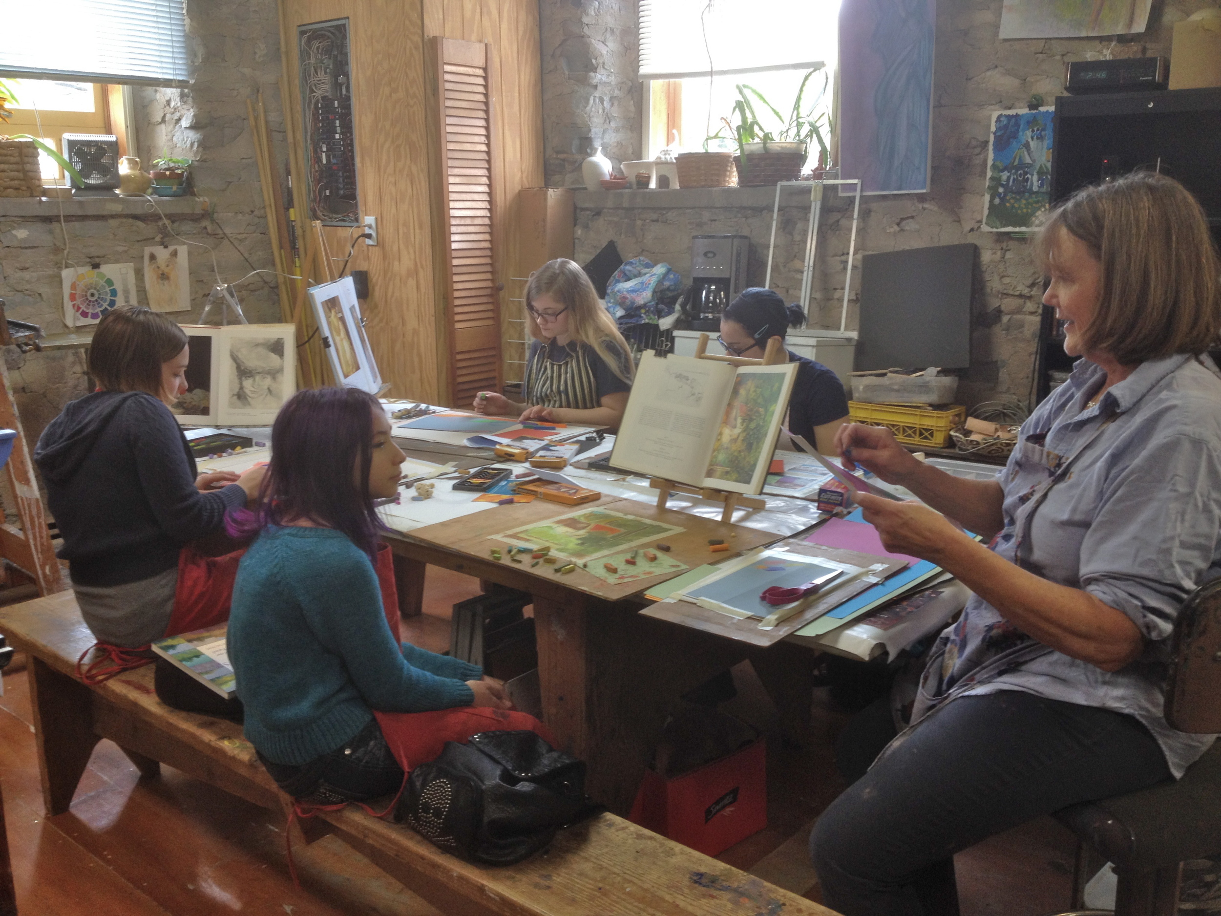 Jane with students in Tuesday afternoon class.