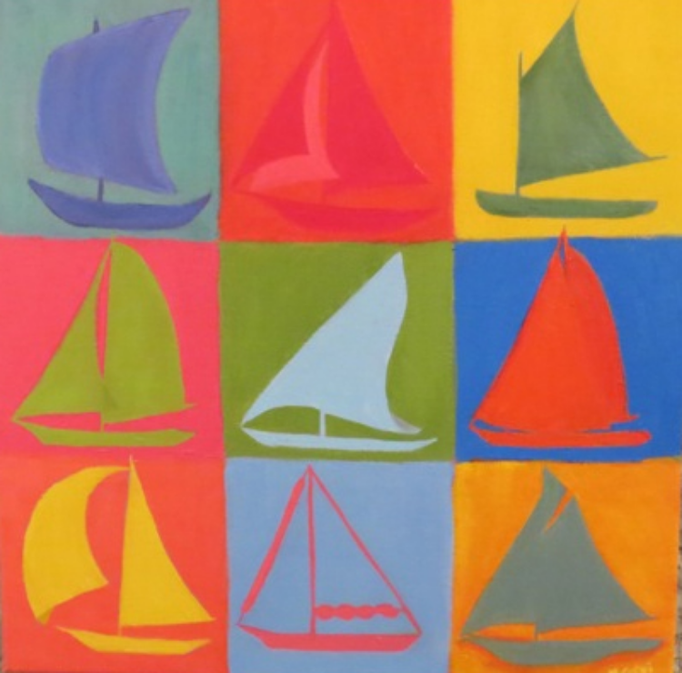 Marcia Mundrick, Sails , Acrylic on canvas "20"x 20" Price $200