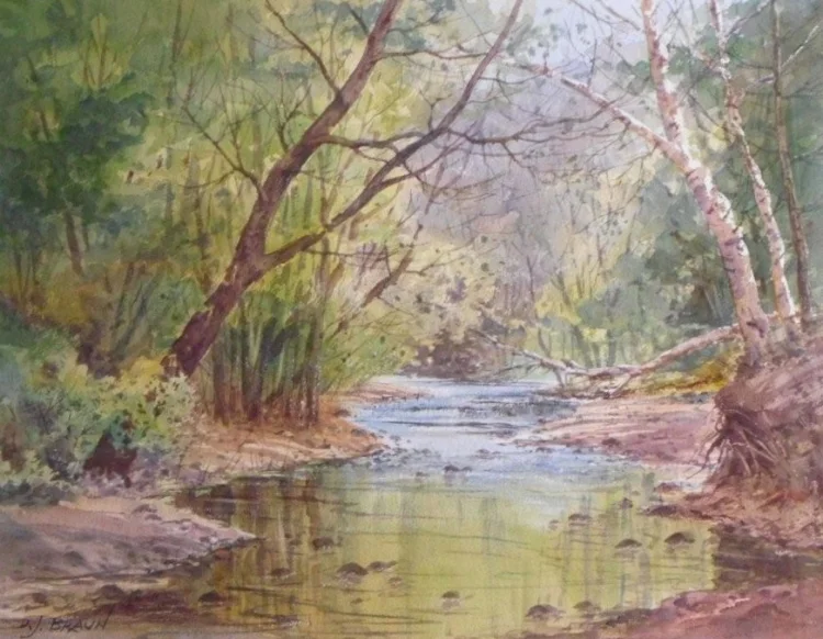David Braun, Webster Park, Watercolor. 9"x12" Price $295 SOLD