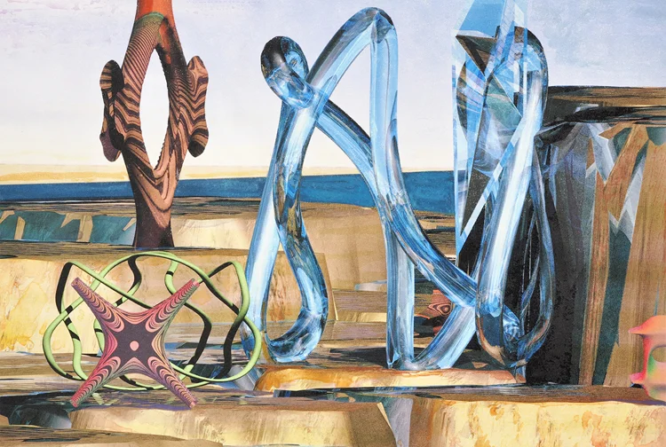 Alan Singer, "Glassworks" Transfer monoprint, $850