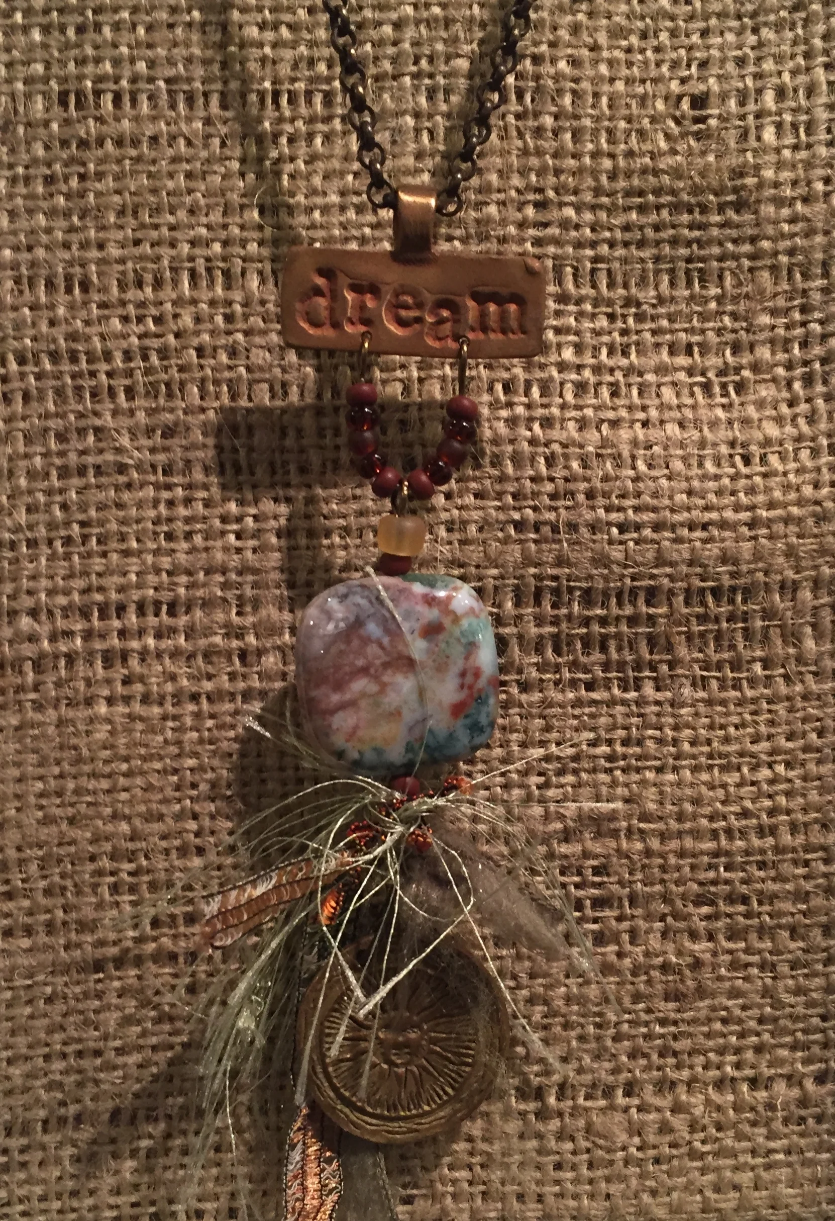 Tamara Stopinski, "Dream", hand built and sculpted bronze with mixed semi precious stones, $198