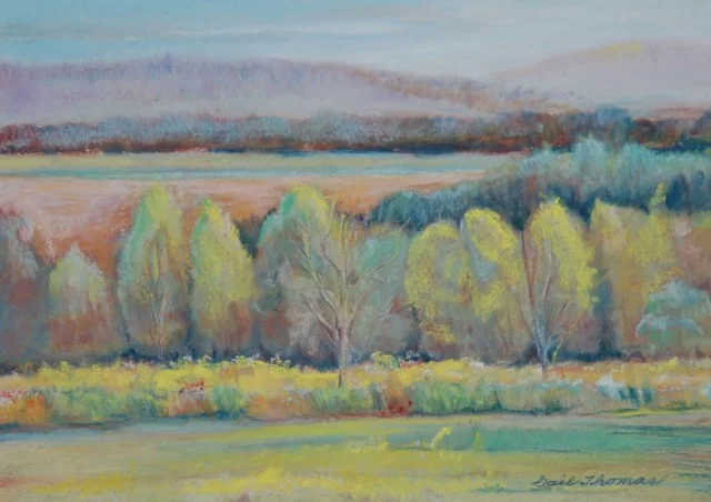 Gail Thomas, "Cedar Trees", Pastel. $250