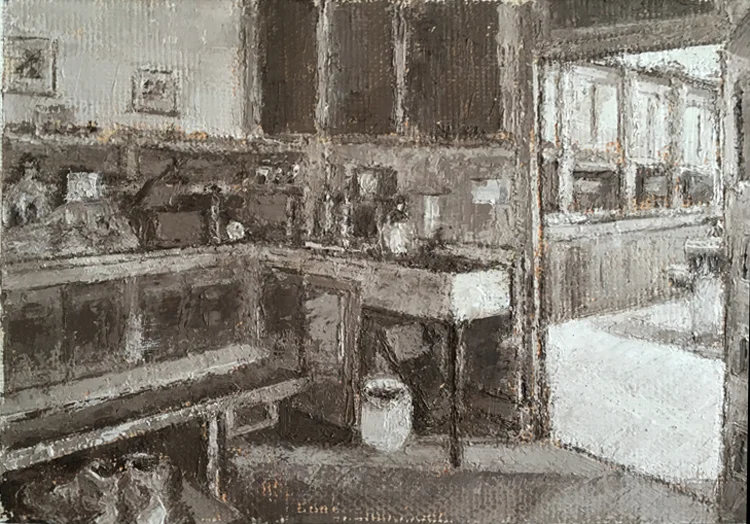 Ginny Gibson, "DL & W" Laboratory 2, Oil on Linen, $300 SOLD