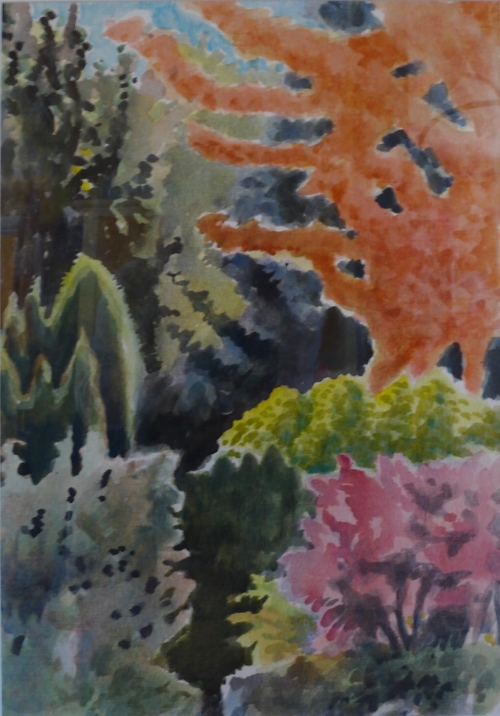 Carol Aquilano, Backyard Garden , Watercolor, $450.