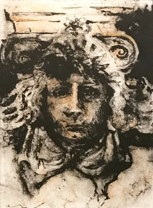 Katherine Baca-Bielinis, Curator #2, Waterless ithography and water color , 300.