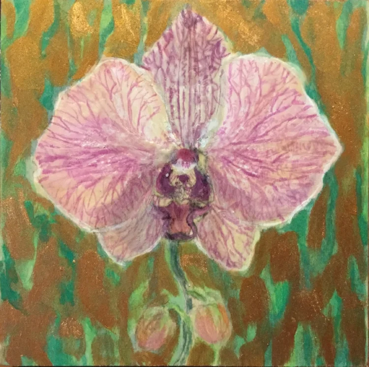 Denise Heischman, Nouveau II, Mixed Media on Wood Panel, 6”x6”, $150