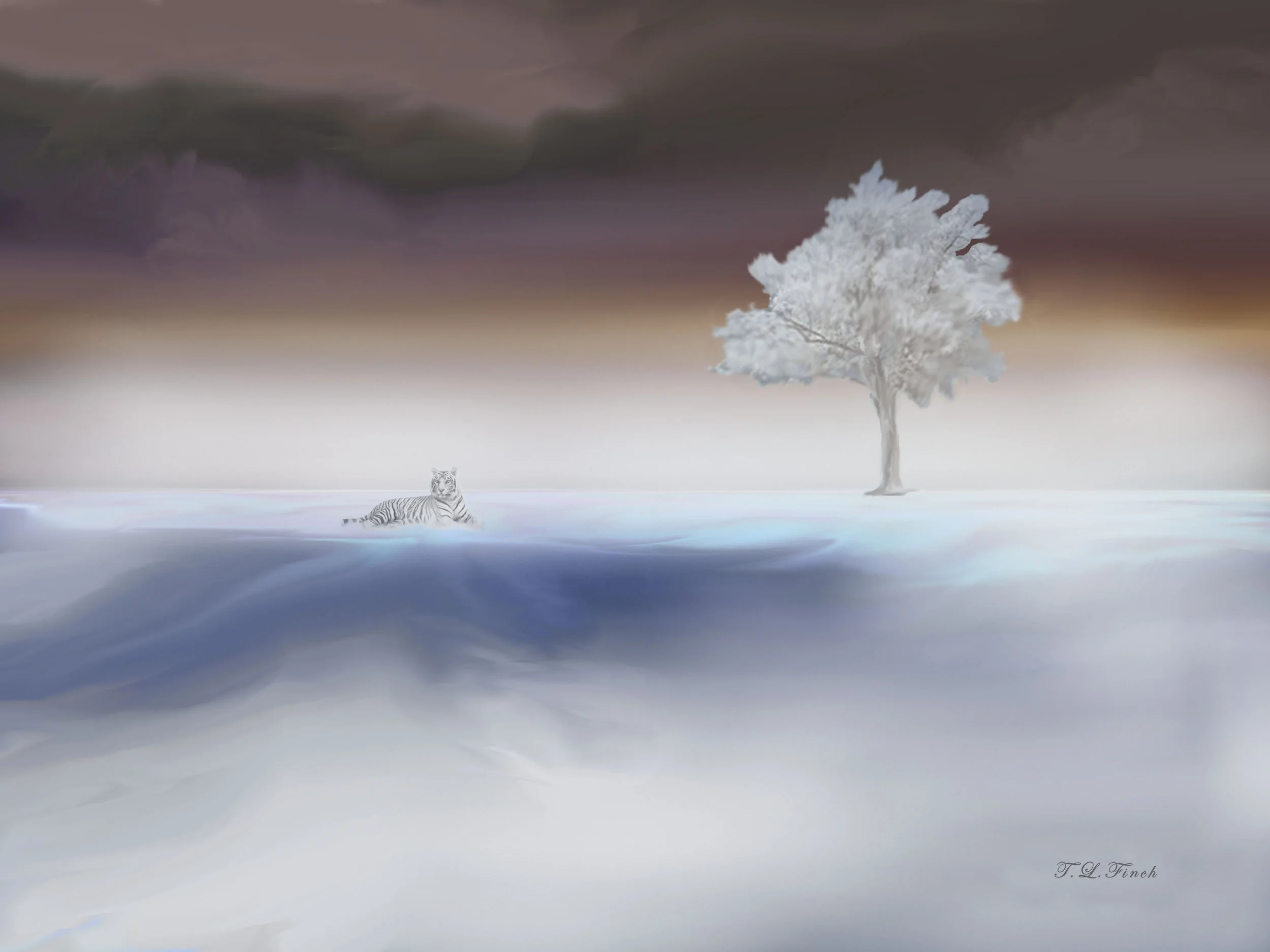 Terry Finch, Snow Tiger, and Tree , DigitalPhotography,$399.95