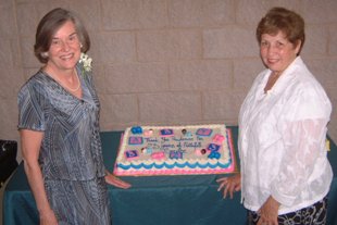 Prudence Humber (left) celebrating 23 years of faithful service in rescuing children with Alpha Pregnancy Services