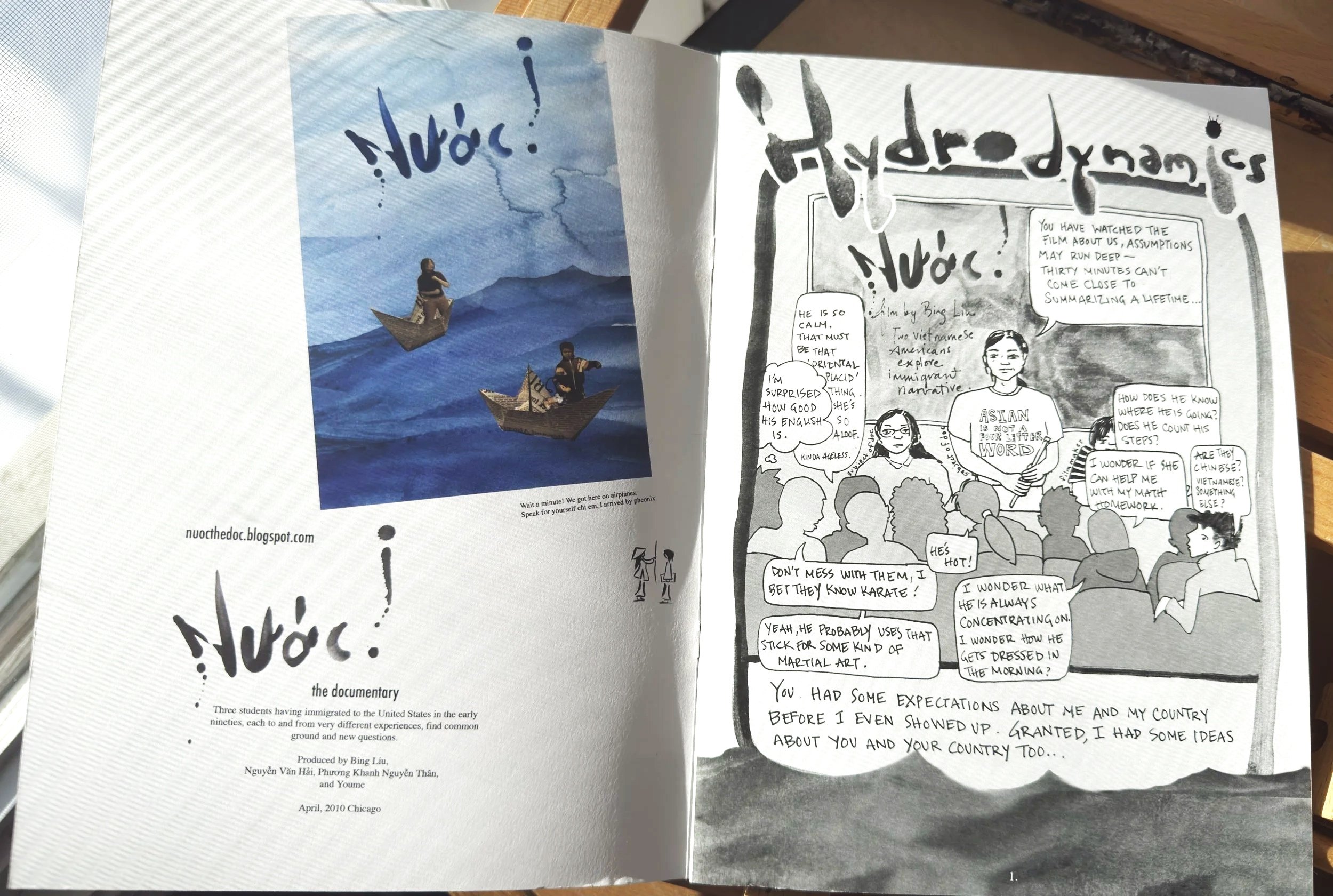 opening pages show students gossiping assumptions about their peers giving presentations