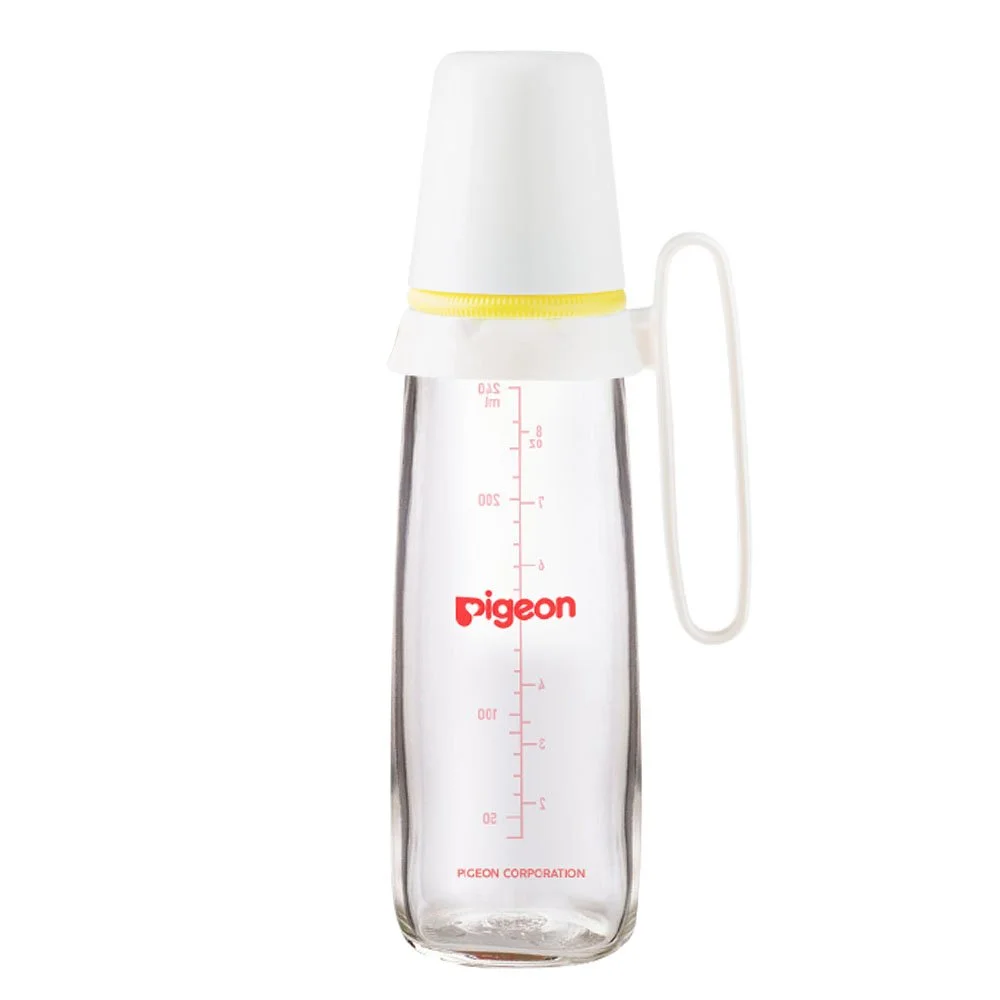 Pigeon Glass Bottle Slim Neck White 240 ml with Handle