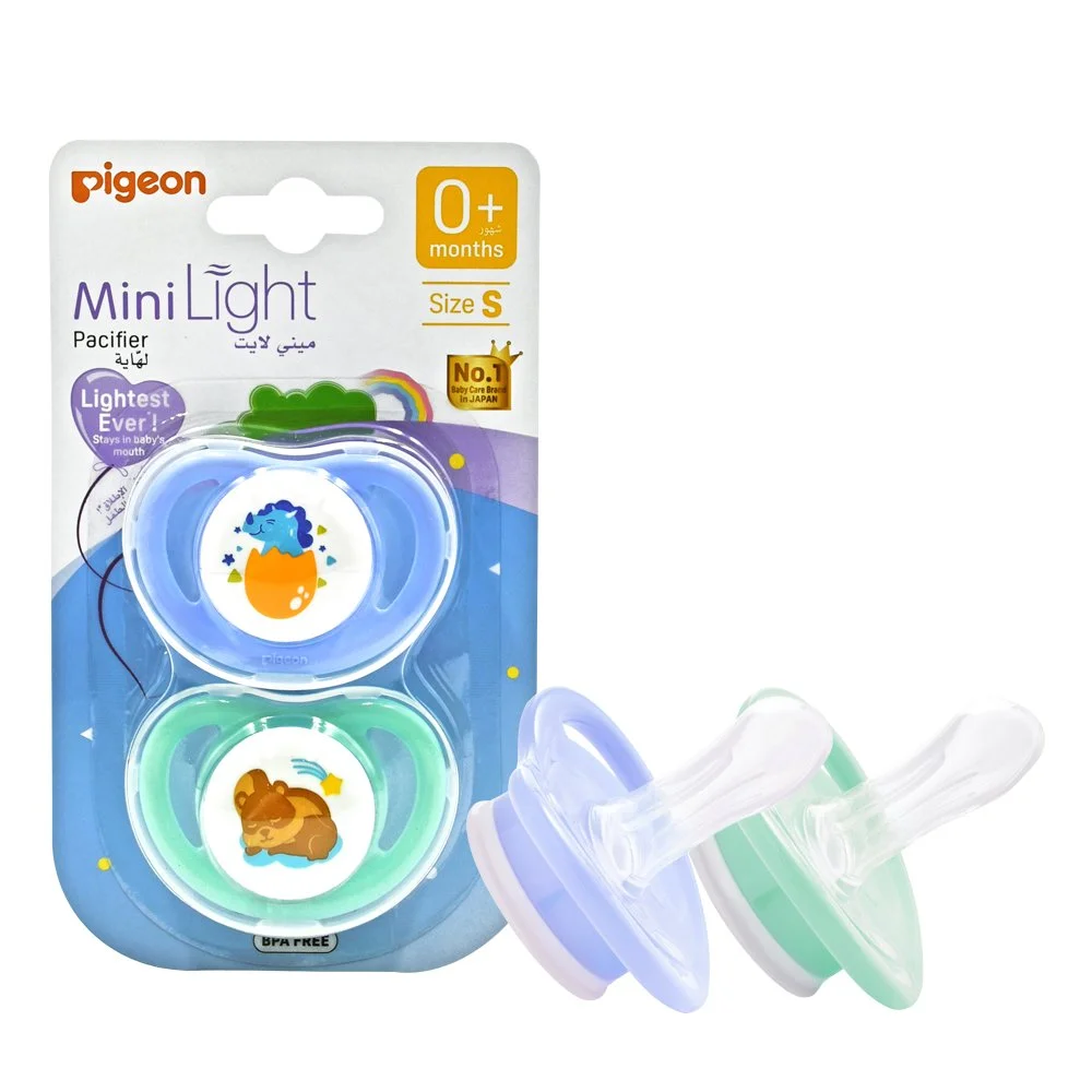 Pigeon Minilight Pacifier 2 Pcs S Assorted (Blue & Green) / (Pink & Green)