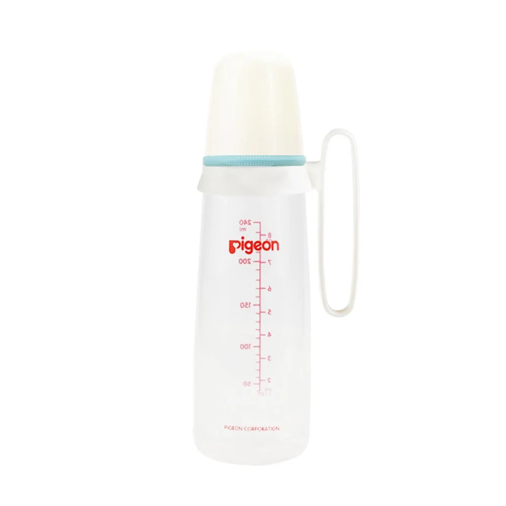 Pigeon Plastic Bottle Slim Neck White 240 ml with Handle BPA Free